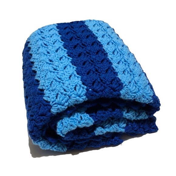 Vintage Handmade Crochet Throw Blanket - Picture 1 of 11